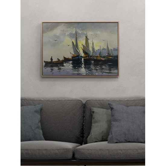 Denizde Sessiz Bekleyiş Yağlı Boya Tablosu