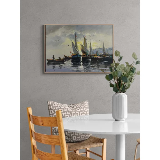 Denizde Sessiz Bekleyiş Yağlı Boya Tablosu