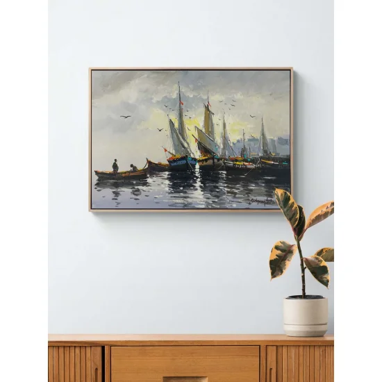 Denizde Sessiz Bekleyiş Yağlı Boya Tablosu