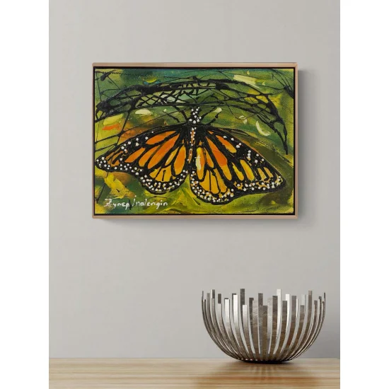 Kozasında Kelebek Yağlı Boya Tablosu