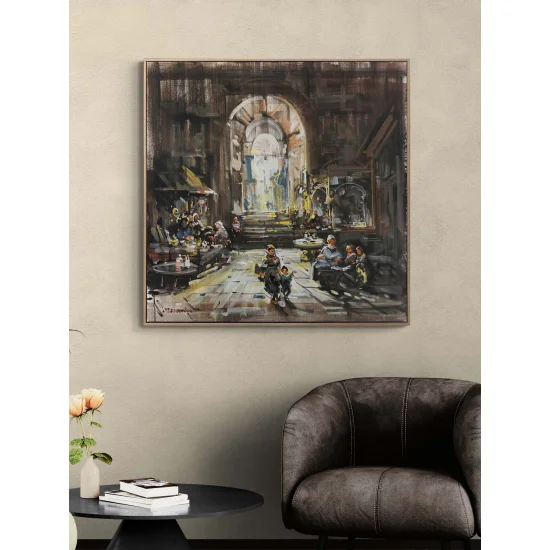 Bir Gün Çarşıda Yağlı Boya Tablosu