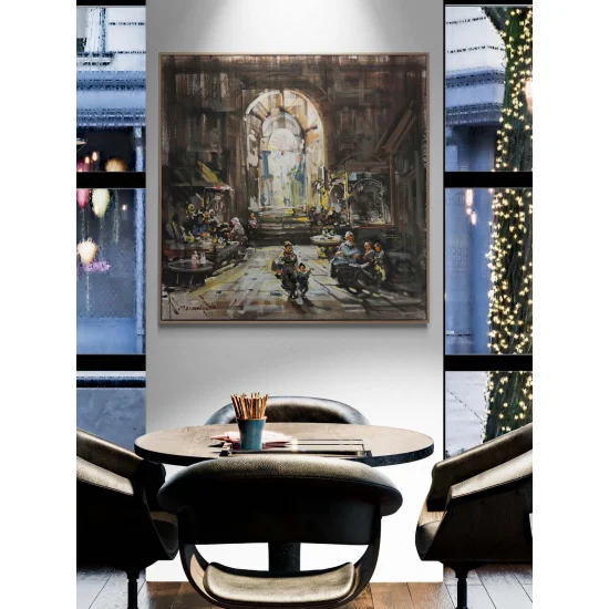 Bir Gün Çarşıda Yağlı Boya Tablosu