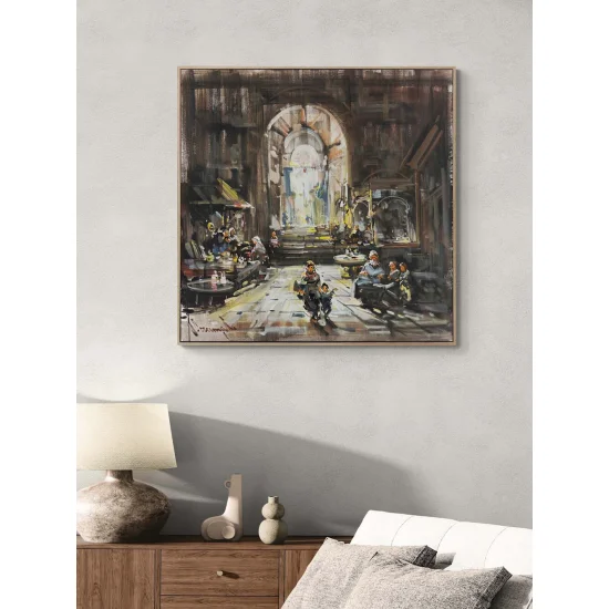 Bir Gün Çarşıda Yağlı Boya Tablosu