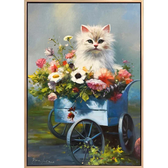 Spring in the Flower Cart Oil Painting