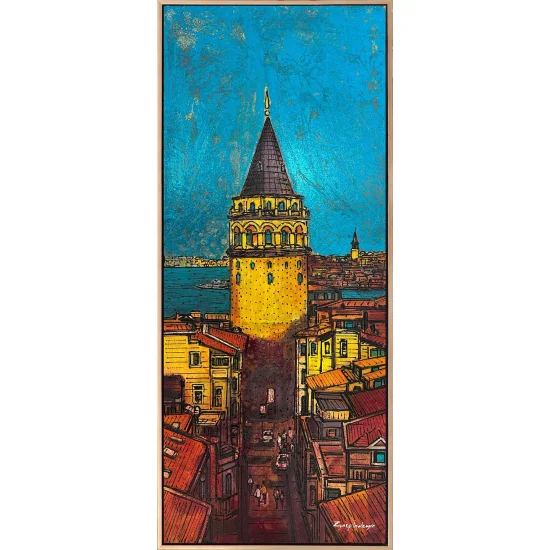 Galata ve Boğazın Sesi Yağlı Boya Tablosu