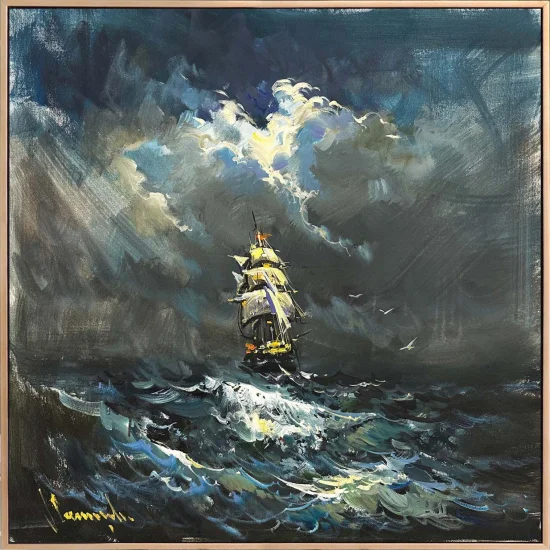 Yelkenin Ardında Yağlı Boya Tablosu