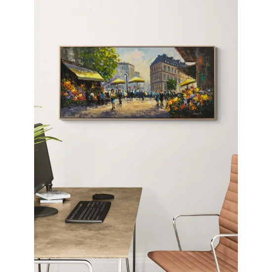 Çiçek Pazarı Sesi Yağlı Boya Tablosu