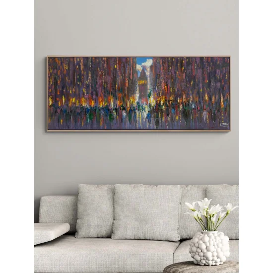 Kalabalıklar İçinde Galata Yağlı Boya Tablosu