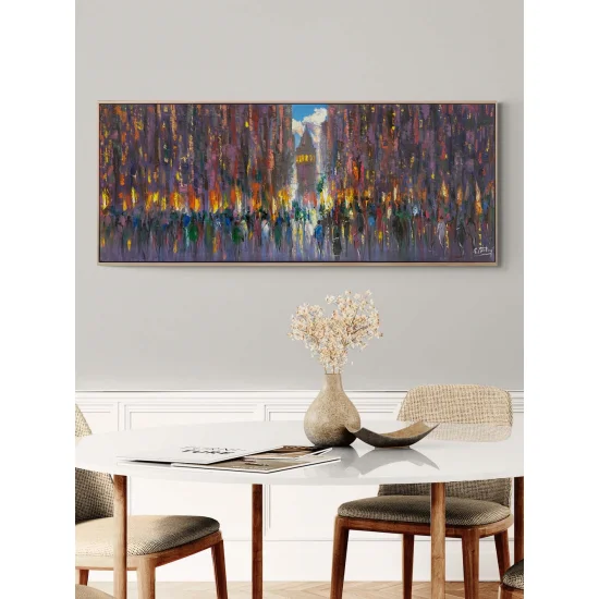 Kalabalıklar İçinde Galata Yağlı Boya Tablosu