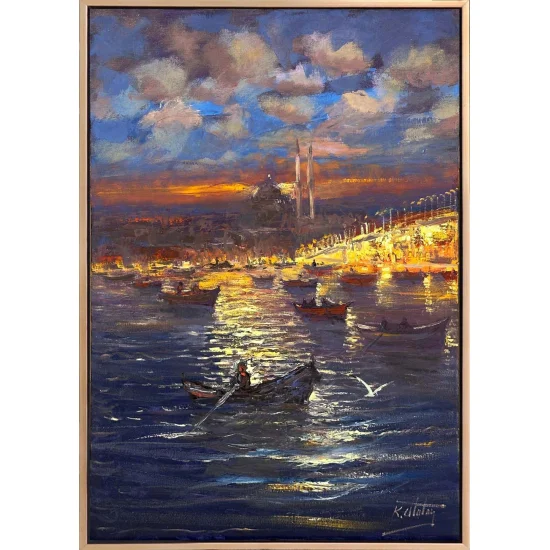 Boğaza Salinan Sandallar Yağlı Boya Tablosu