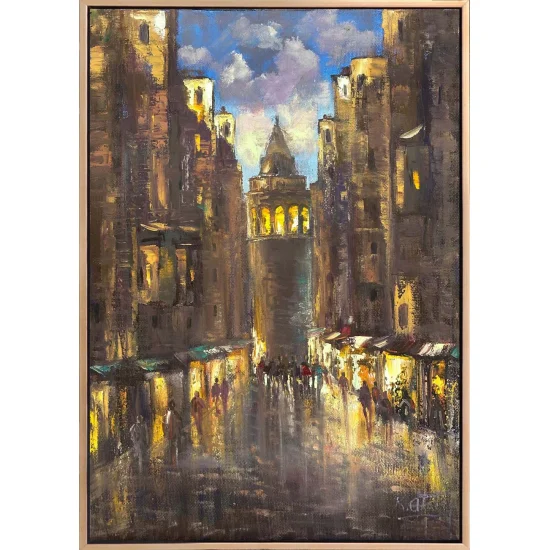 Bir Gün Galatada Yağlı Boya Tablosu