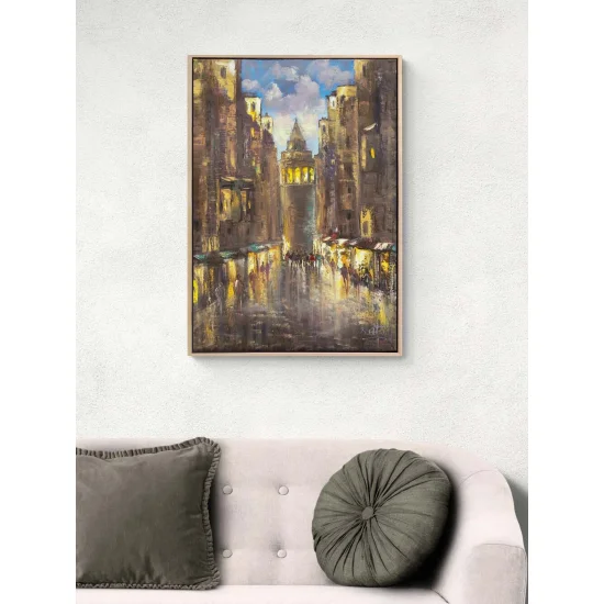 Bir Gün Galatada Yağlı Boya Tablosu