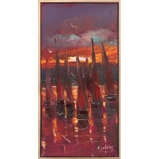 Kırmızı Yelkenler Yağlı Boya Tablosu