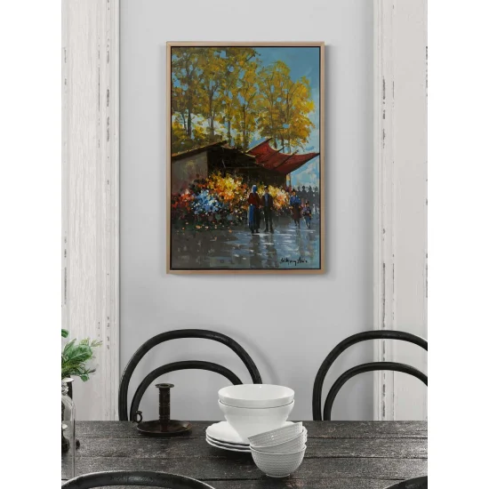 Kaldırımda Bir Bahar Yağlı Boya Tablosu