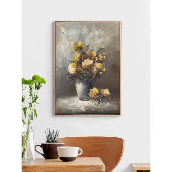 Vazonun İçindeki Bahar Yağlı Boya Tablosu