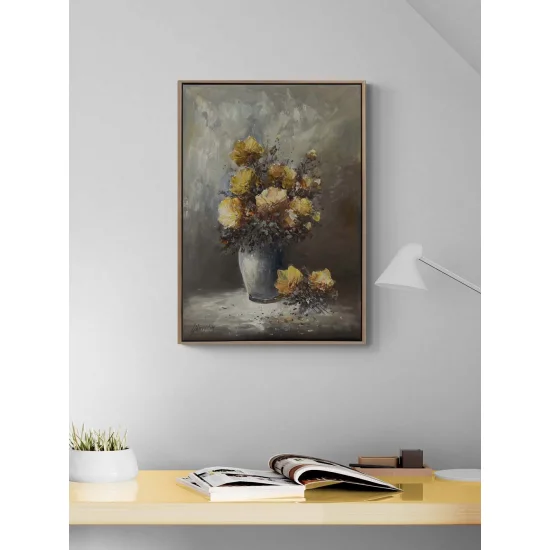 Vazonun İçindeki Bahar Yağlı Boya Tablosu