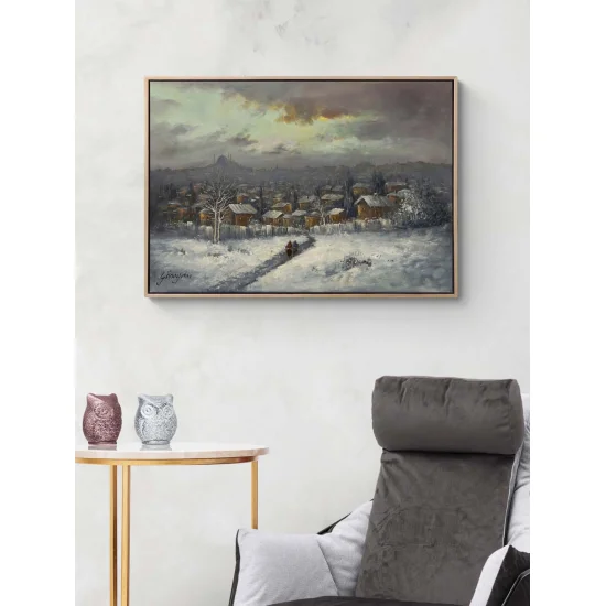 Silent Istanbul in Snow Oil Painting