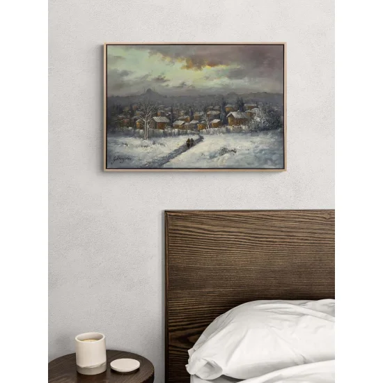 Silent Istanbul in Snow Oil Painting