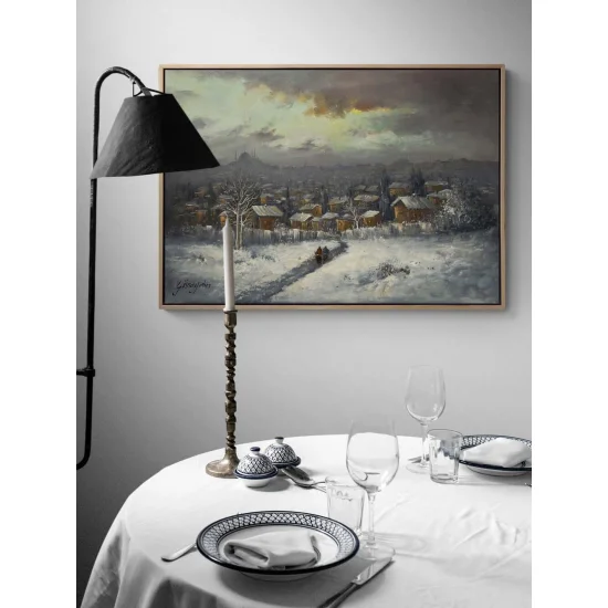 Silent Istanbul in Snow Oil Painting