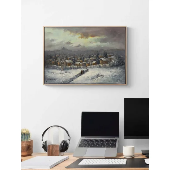Silent Istanbul in Snow Oil Painting