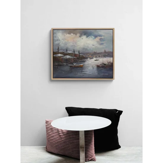 Boğazda Kış Günü Yağlı Boya Tablosu