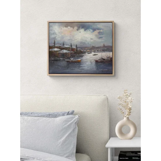 Boğazda Kış Günü Yağlı Boya Tablosu