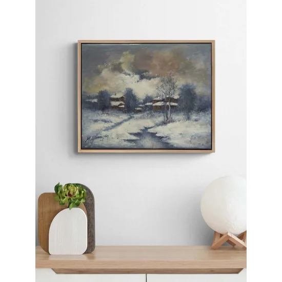 Kar Altında Sessizlik Yağlı Boya Tablosu