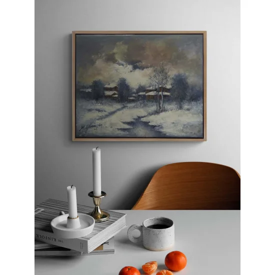 Kar Altında Sessizlik Yağlı Boya Tablosu