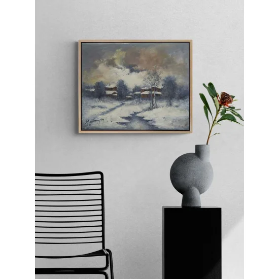 Kar Altında Sessizlik Yağlı Boya Tablosu