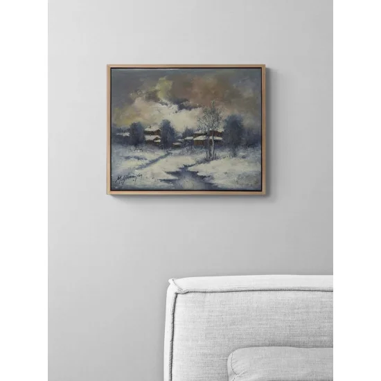 Kar Altında Sessizlik Yağlı Boya Tablosu