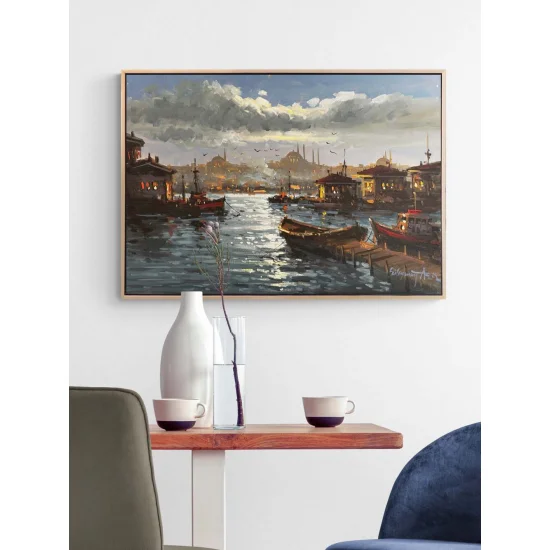 Boğaza Açılan İskele Yağlı Boya Tablosu