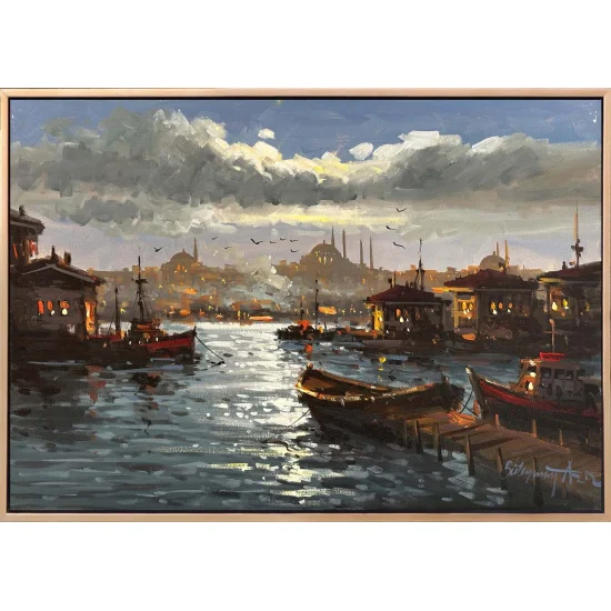 Boğaza Açılan İskele Yağlı Boya Tablosu