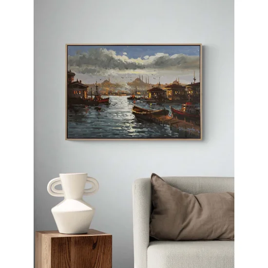 Boğaza Açılan İskele Yağlı Boya Tablosu