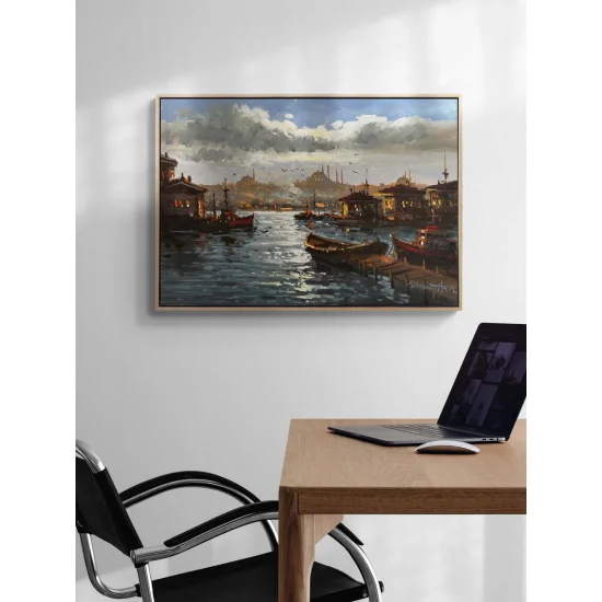 Boğaza Açılan İskele Yağlı Boya Tablosu