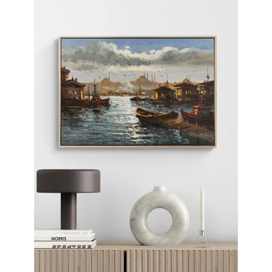 Boğaza Açılan İskele Yağlı Boya Tablosu