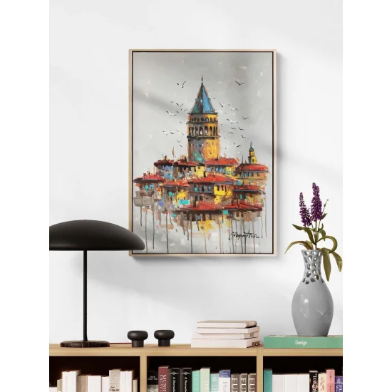 Rüyalarda Galata Kulesi Yağlı Boya Tablosu