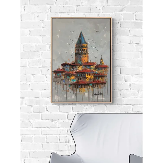 Rüyalarda Galata Kulesi Yağlı Boya Tablosu