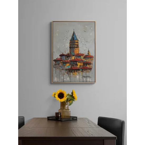 Rüyalarda Galata Kulesi Yağlı Boya Tablosu