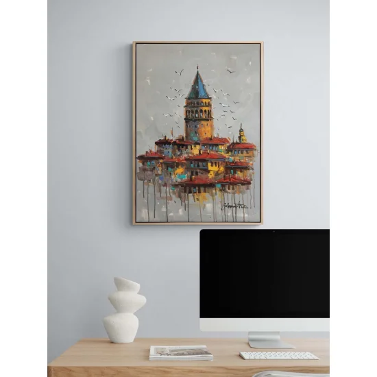 Rüyalarda Galata Kulesi Yağlı Boya Tablosu