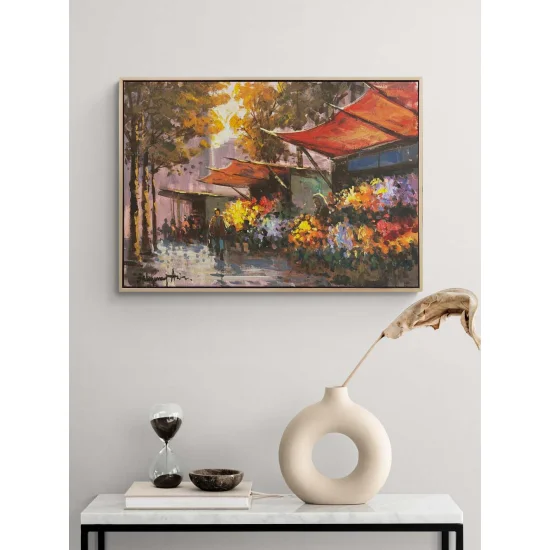 Çiçekler Açan Sokaklar Yağlı Boya Tablosu