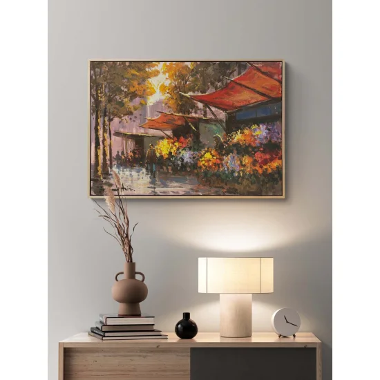 Çiçekler Açan Sokaklar Yağlı Boya Tablosu