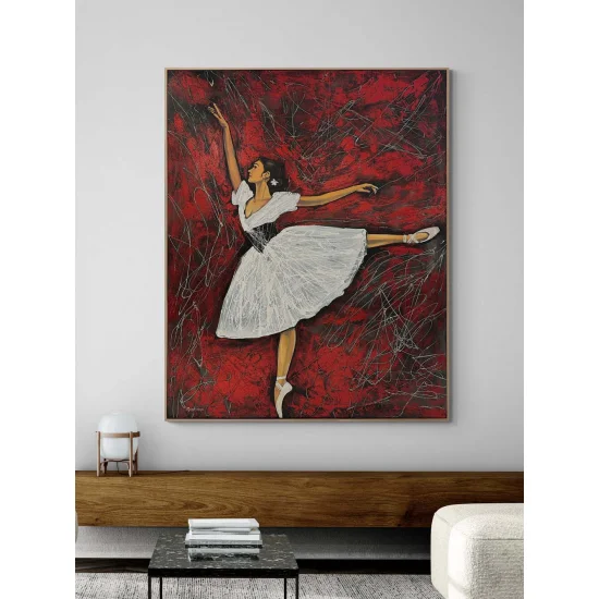 Kırmızı Rüyalarda Balerin Yağlı Boya Tablosu