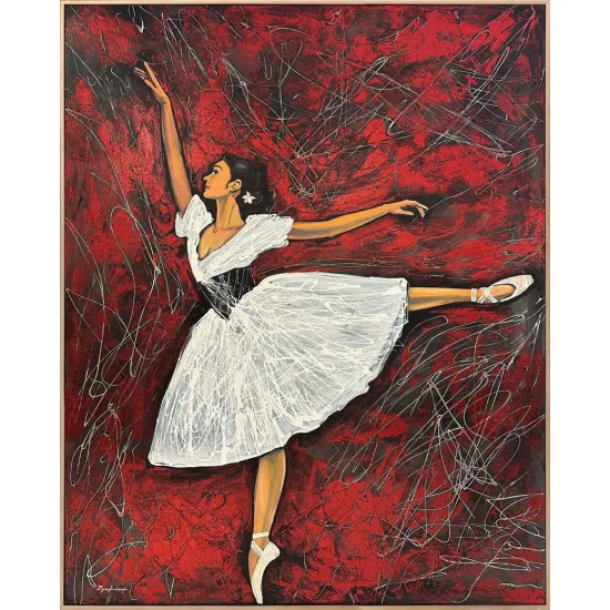 Kırmızı Rüyalarda Balerin Yağlı Boya Tablosu