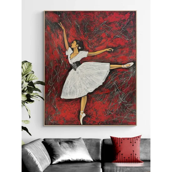 Kırmızı Rüyalarda Balerin Yağlı Boya Tablosu