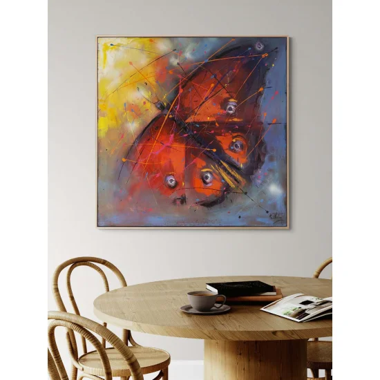 Kırmızı Kelebek Etkisi Yağlı Boya Tablosu