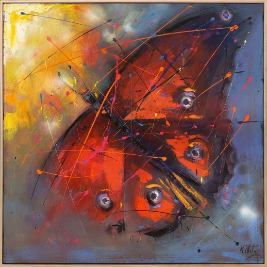 Kırmızı Kelebek Etkisi Yağlı Boya Tablosu