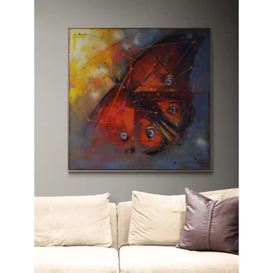 Kırmızı Kelebek Etkisi Yağlı Boya Tablosu