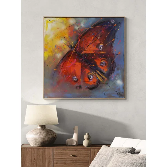 Kırmızı Kelebek Etkisi Yağlı Boya Tablosu