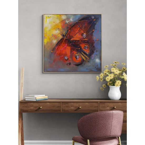 Kırmızı Kelebek Etkisi Yağlı Boya Tablosu
