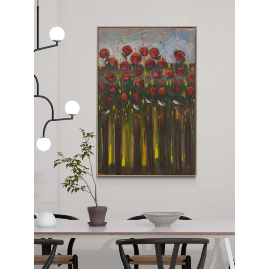 Bahçede Kırlangıçlar Yağlı Boya Tablosu